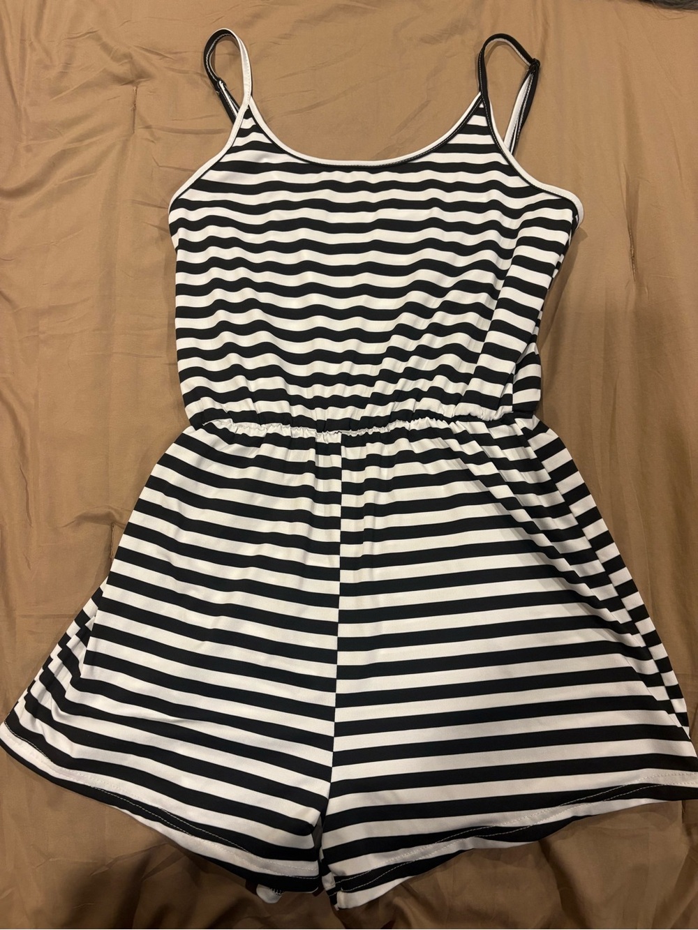 SHEIN Black & White Striped Romper